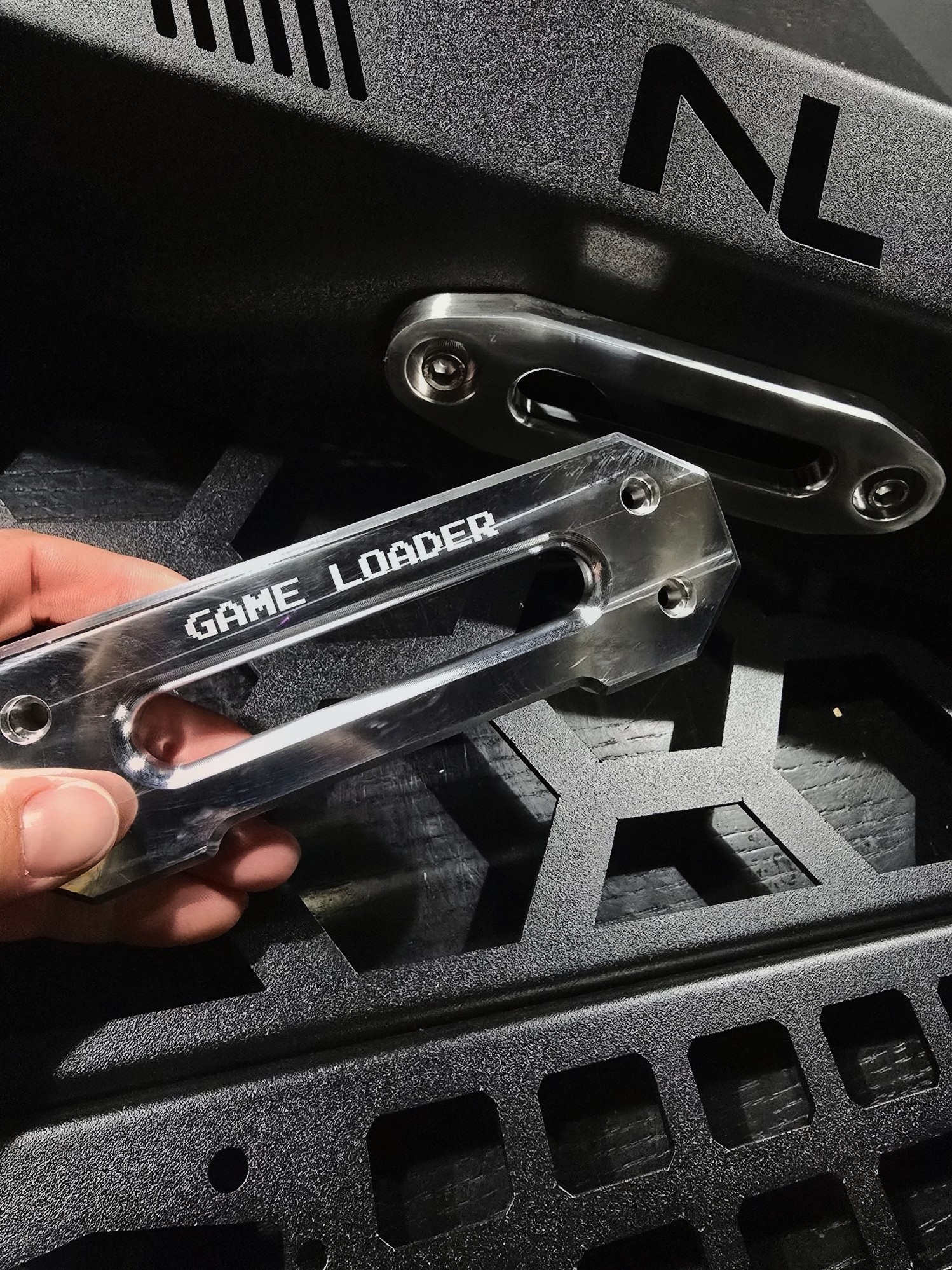 Custom billet fairlead for No Limit Wheels Can-Am Defender Game Loader