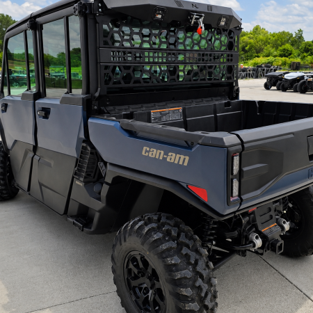 Can-Am Defender HD11 with No Limit Wheels Headache Rack and Game Loader installed behind the cab